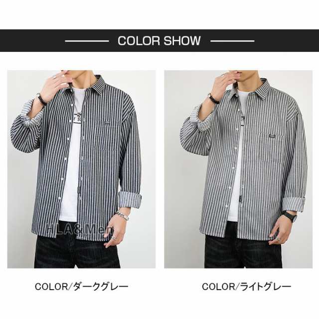 メンズ ストライプシャツ 肩落ち カジュアル 長袖シャツ Y04443 JIGGYS SHOP シャツ メンズ トップス 長袖シャツ レギュラー