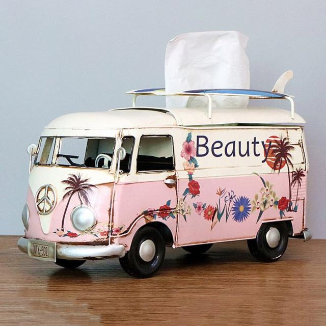 ヴィンテージバスシェイプ   ティッシュホルダーカバー   ケースクリエイティブデコレーションルー   ムレストラン   ピンクの通販は 7,919円