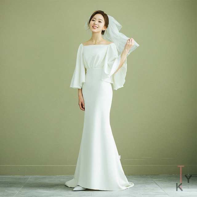 【新品】レディースウェディングドレス シンプル 軽系 ロングドレス  白いドレスロングドレス