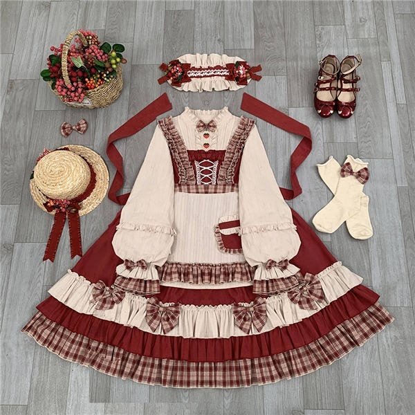 ロリータ ワンピース ゴスロリ Aライン Lolita レディース コスチューム 衣装 かわいい パーティ 髪飾り マント イベント ファッション_2
