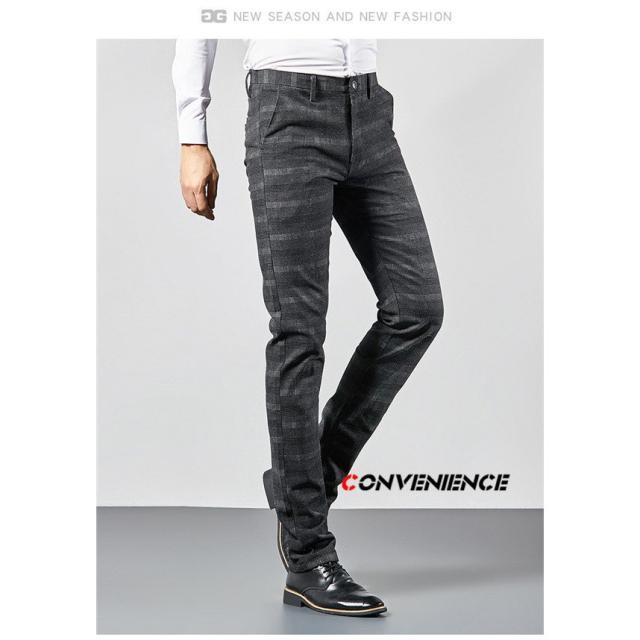 新品　スラックス　メンズ　ビジネスパンツ　チェック柄　スキニー　スリム　　クールビズ　細身　ブルー　 32 Lantana チェック柄 スラックス 100%ウール 最安挑戦 秋新作 送料無料