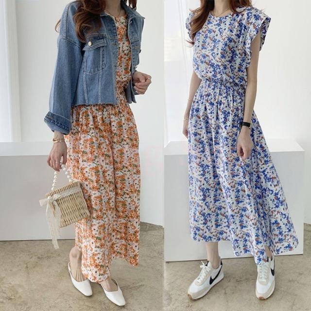 ワンピース レディース 春夏 ノースリープ 花柄 肩出し マキシ丈