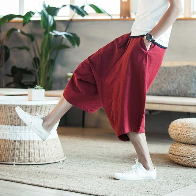 ワイドパンツ メンズ サルエルパンツ リネンパンツ 綿麻