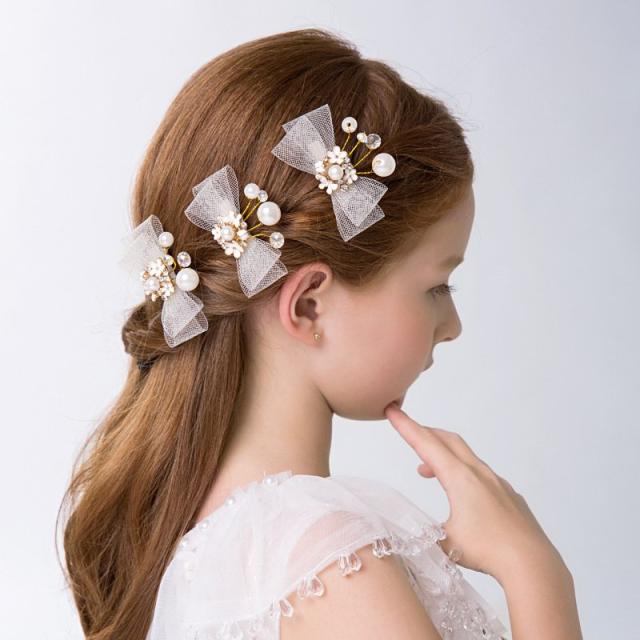 3本セット 髪飾り ヘアピン ヘアクリップ 花 子供 発表会 子供