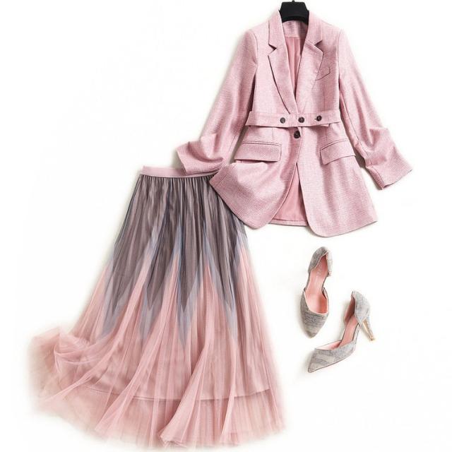 スーツ ツーピース セットアップ セレモニー ビジネス ジャケット スカート チュール 入園式 入園式 卒業式 グラデーション