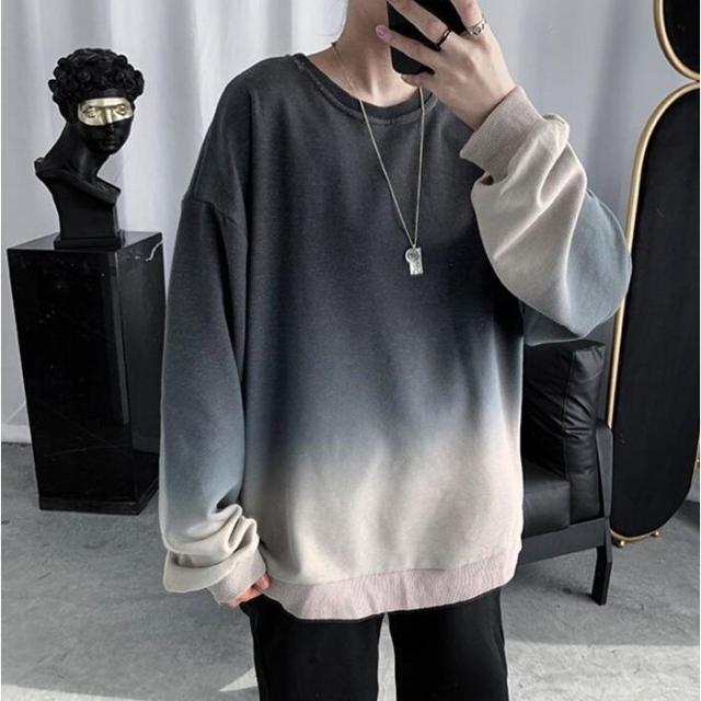 Tシャツ メンズ グラデーション 長袖Tシャツ ロングTシャツ ストリート