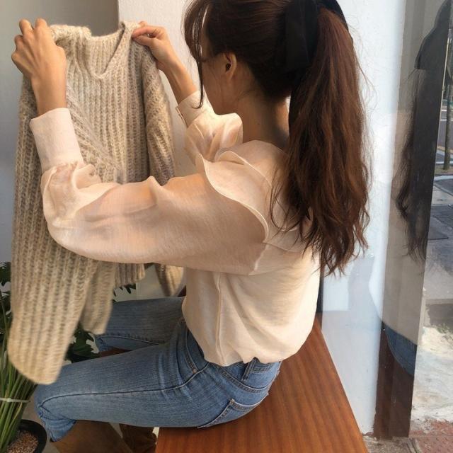 ブラウス レディース きれいめ 40代 春夏 上品 丸首ブラウス シャツ シースルートップス 長袖 韓国風トップス ゆったり インナー 大人 Tシャツ オシャレ ブラウス レディース きれいめ 40代 春夏 上品 丸首ブラウス