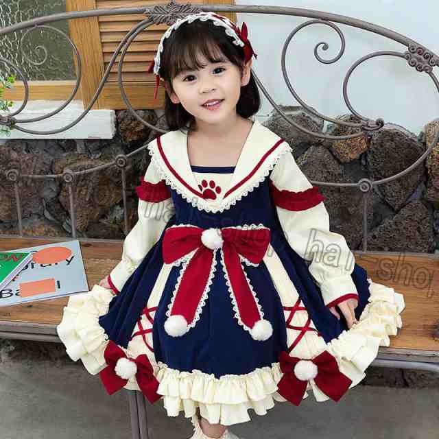 キッズ ロリータ 女の子 長袖 ワンピース キッズ 子供 ドレス