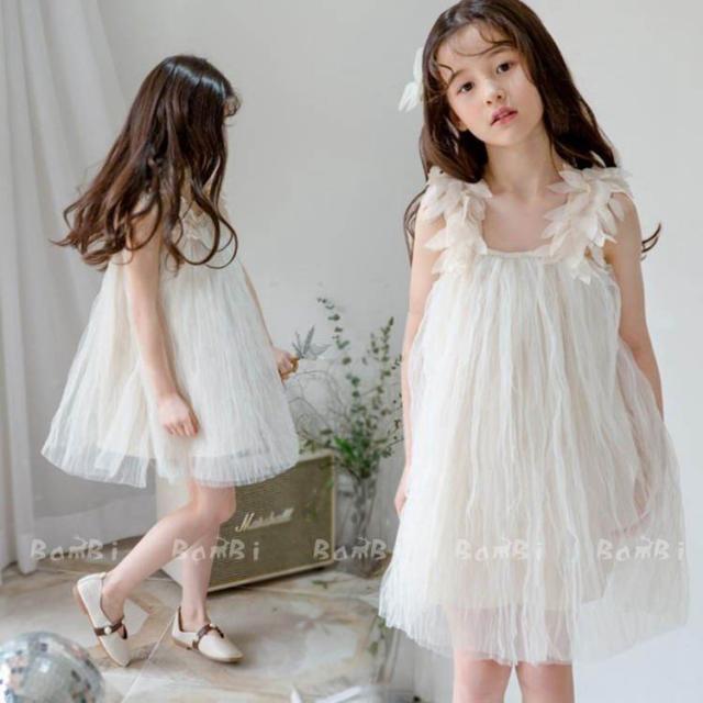 子供服 ワンピース 春夏 女の子 キッズワンピース 薄手 肩出し ノースリーブ チュニック 子供ドレス ジュニア おしゃれ 可愛い 涼しい 海辺 新品 160