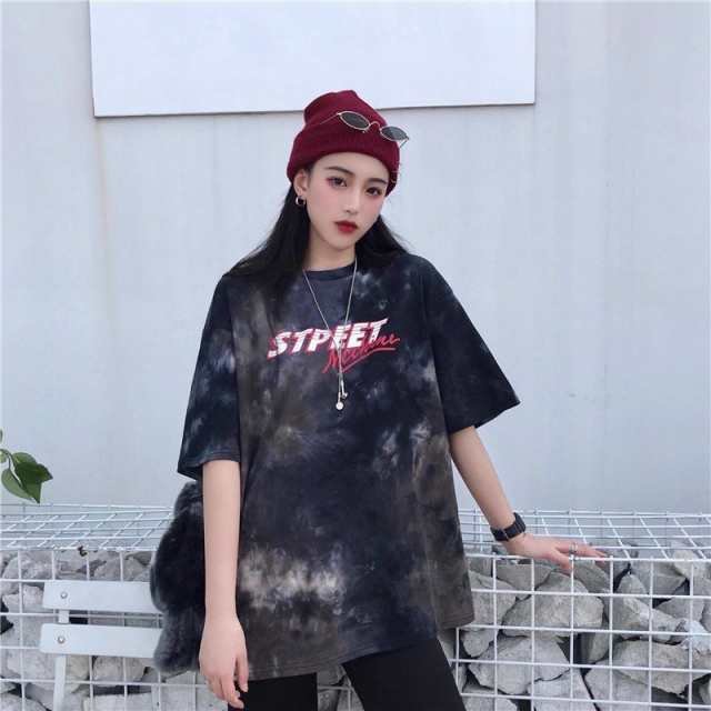 Tシャツ レディース タイダイ柄 半袖 夏 ゆるい トップス 韓国