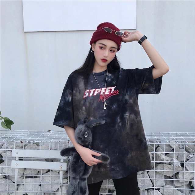 Tシャツ レディース タイダイ柄 半袖 夏 ゆるい トップス 韓国