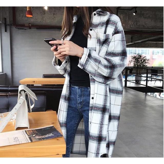 チェックシャツ レディース ロング シャツ ブラウス ロング