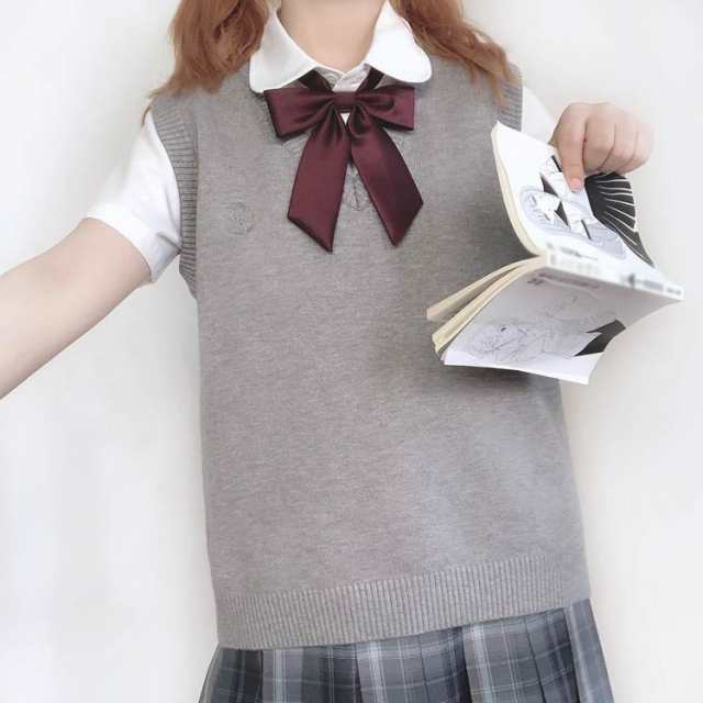 ◇在庫限り◇ スクールベスト ニット セーター 女子 男子 高校生 中学生 制服 ｖネック 秋冬 春夏 綿 チョッキ 男女兼用 無地 スクールセーター  スクールニッ