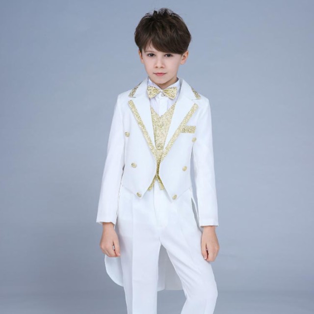 キラキララメ入り！ 子供タキシード 子供 スーツ 燕尾服 タキシード キッズ ジュニア 男の子 スーツ セットアップ ピアノ発表会 パーティー 舞台 ステージ 衣装 リングボーイズ 演奏会 演出服 男児 礼服 スーツ フォーマル 100cm 110cm 120cm 130cm 140cm 150cm 160cmの通販は