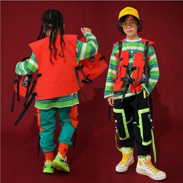 キッズダンス衣装 ヒップホップ 子供 男の子 女の子 チェック柄 トップス ズボン パンツ ジャズダンス ステージ衣装 練習着 ダンスウェア_1