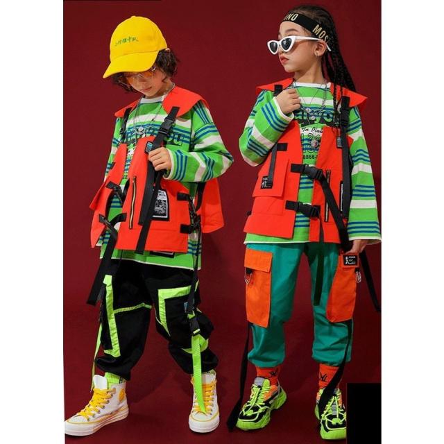 キッズダンス衣装 ヒップホップ 子供 男の子 女の子 チェック柄 トップス ズボン パンツ ジャズダンス ステージ衣装 練習着 ダンスウェア_3