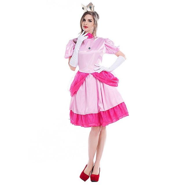 ピーチ姫 マリオ お姫様 ドレス 高品質 ハロウィン 衣装 cosplay