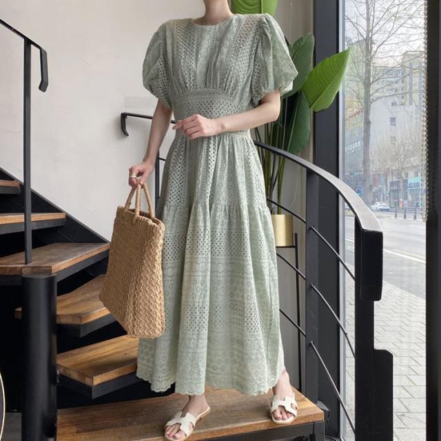 韓国 服 レディース ワンピース ベージュ ノースリーブ キャバドレス