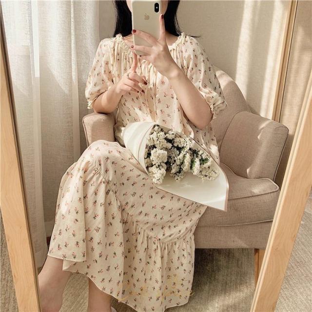 ネグリジェ 春夏 レディース 半袖ワンピース 花柄レース 大人可愛いパジャマ お姫 ロング丈ネグリジェ ナイトロープ 部屋着 オシャレルームウェア ゆったりの通販は 7,048円