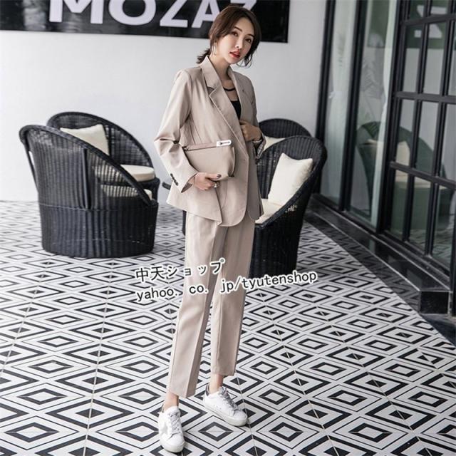 2021夏のスーツスーツ女のシャツ女の九分パンツ二点セット女のs-2xl> パンツスーツ レディース セットアップ 2点セット ワイドパンツ