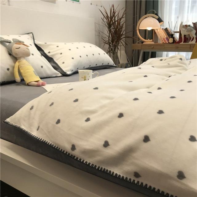 布団カバー 掛け布団ハート柄カバー シーツ 枕カバー リバーシブル シングル/ダブル ミルクカシミア寝具 4点セット ベッド おしゃれ プレゼント ギフト 洗えるの通販は 9,050円