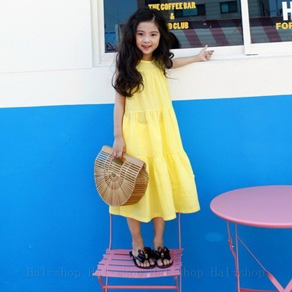 ワンピース 春夏 子供服 女の子 ノースリーブ ロングワンピース チュニック 子供ドレス ジュニア おしゃれ 可愛い 涼しい ビーチ 新品 160cm