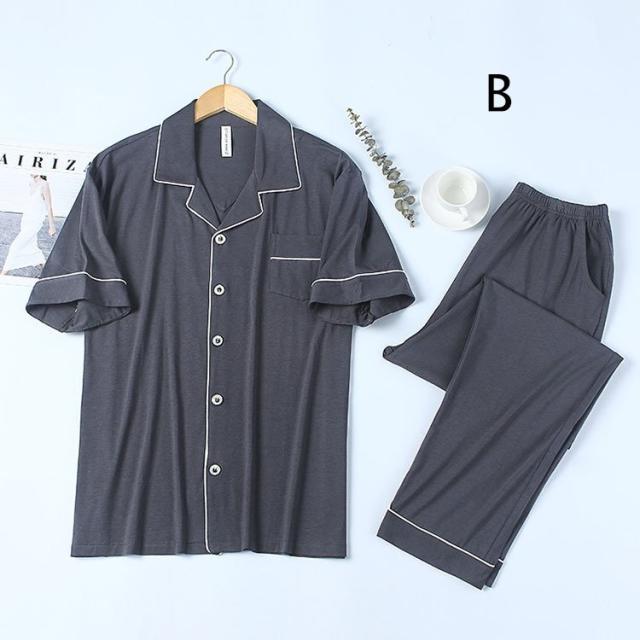 メンズ パジャマ ルームウェア 部屋着 寝巻き 春夏 開襟 半袖 モダール 長ズボン 2点セット セットアップ 大きいサイズ ナイトガウン 上品 3色 メンズ パジャマ ルームウェア 部屋着 寝巻き 春夏 開襟 半袖 モダール