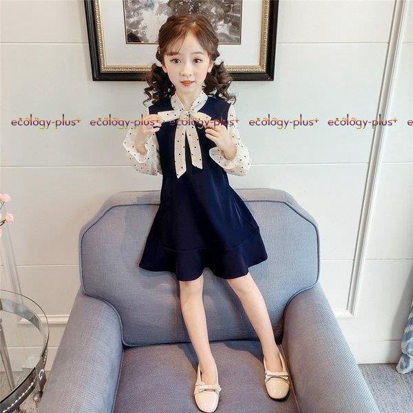 子供服 ワンピース 長袖 春秋 女の子 キッズワンピース シフォンワンピース ドット柄 チュニック 子供ドレス ジュニア ベビー服 おしゃれ 可愛い 誕生日 新品_4