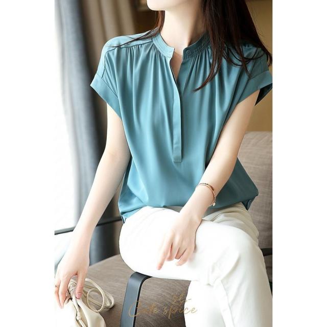 ブラウス レディース 40代 春夏新作 オシャレブラウス レションシャツ 半袖トップス 無地 Vネックブラウス 大人 上品 通勤OL ゆったり Tシャツ 30代 50代 ブラウス レディース 40代 春夏新作 オシャレブラウス レションシャツ