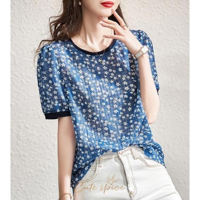 Tシャツ レディース 40代 夏新作 オシャレブラウス 花柄 Tシャツ 半袖トップス プリント レションTシャツ 大人 通勤 韓国風 30代 50代 Tシャツ レディース 40代 春夏新作 オシャレブラウス 花柄 半袖
