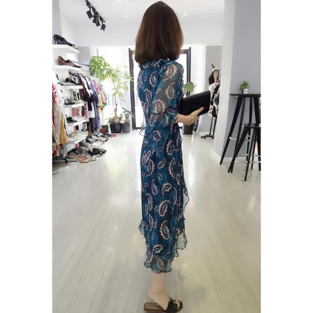 ワンピース スカーフ柄 シフォン カシュクール カジュアル デート