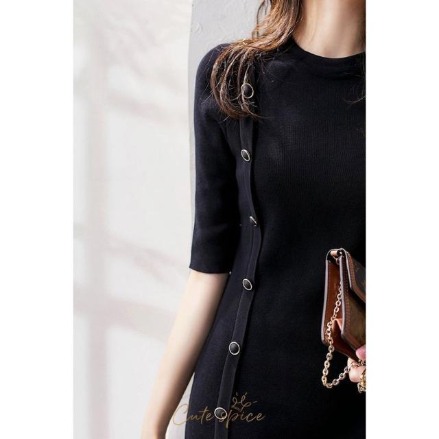 ニットワンピース レディース 40代 きれいめ 膝丈ワンピース 春夏 半袖