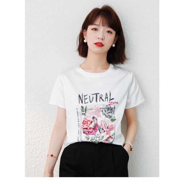 Tシャツ レディース きれいめ 40代 春夏 上品 半袖Tシャツ ブラウス 綿 白トップス オシャレ 韓国風 ゆったりカットソー 大きいサイズ Tシャツ Tシャツ レディース きれいめ 40代 春夏 上品 半袖Tシャツ