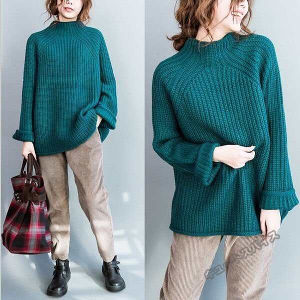 ニットセーター レディース トップス ニット セーター プルオーバー ゆったり 40代50代 ブルー きれいめ 上品 大きいサイズの通販は