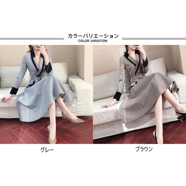 ワンピース レディース チェック柄 ロング丈 ミモレ丈 長袖