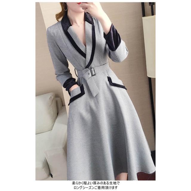 ワンピース レディース チェック柄 ロング丈 ミモレ丈 長袖 オールインワン 秋 冬 春 2020秋冬新作 ワンピース レディース チェック柄 ロング丈 ミモレ丈 長袖