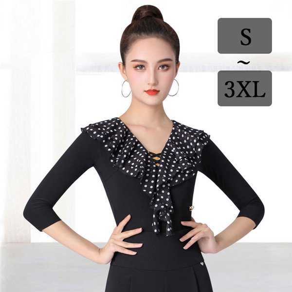 レオタード レディース 社交ダンス トップス ラテン トップス 五分袖 Vネック 社交ダンス衣装 上着 競技着 上着 練習着 ステージ 衣装 レオタード レディース 社交ダンス トップス ラテン トップス 五分袖 V