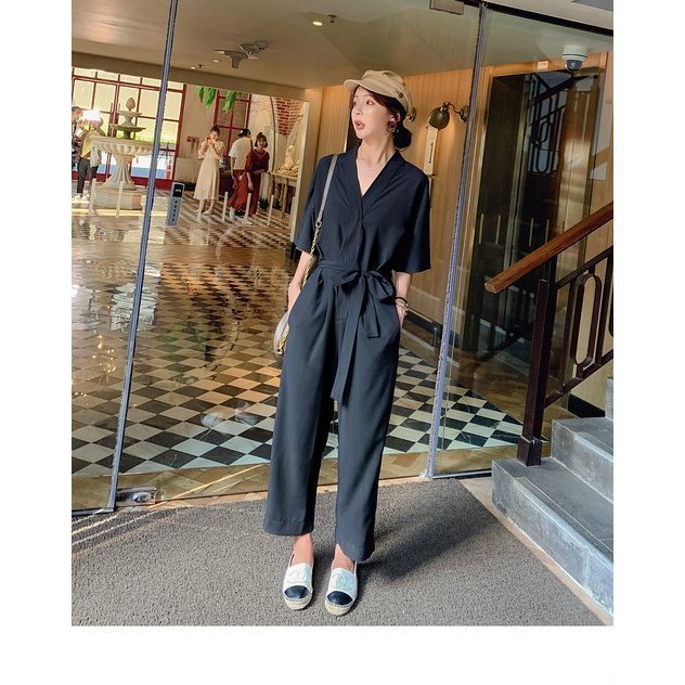サロペット 20代 30代 40代 50代 コーデ オールインワン レディース ファッション 女性 カジュアル 秋 夏服 春 シフォンサロペットパンツ Vネック サロペット 20代 30代 40代 50代 コーデ オールインワン
