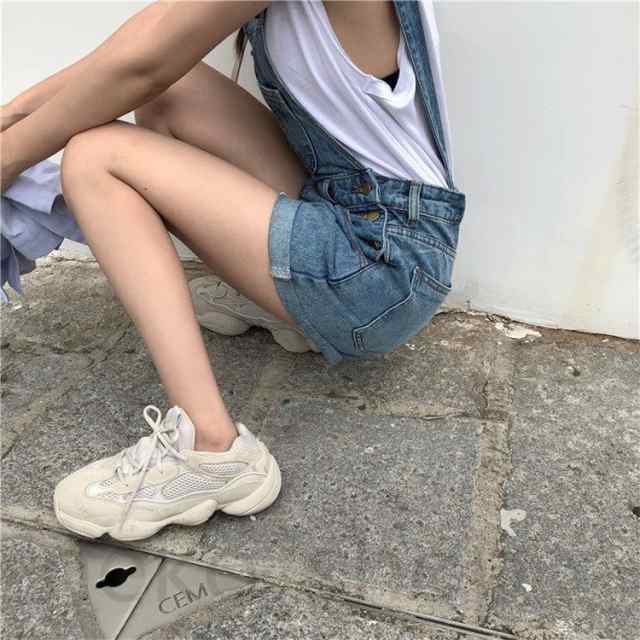 Amazon | [ZHONGJUE] サロペット デニム ショートパンツ