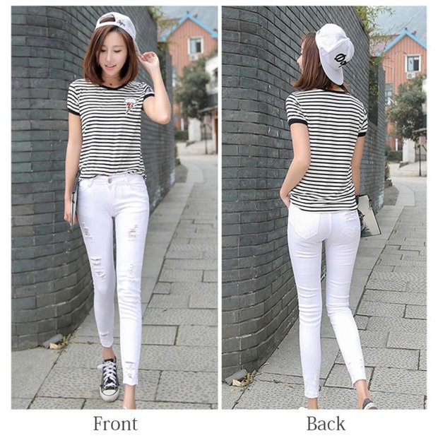新品✨Miss Me ホワイトデニム スキニー ダメージ レディース 白 24 Women's White Crossed Lines Denim | Only $96.90 | White