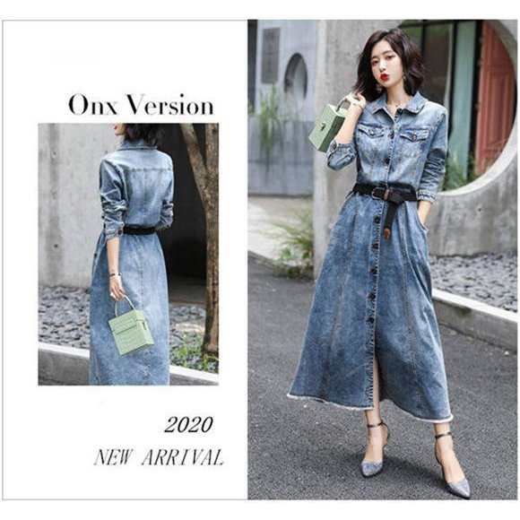 デニムワンピース ロング マキシ丈 大人 レディース デニム