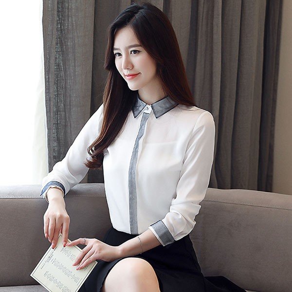 ブラウス レディース おしゃれ オフィス トップス シャツ 長袖 春秋 シフォン 折り襟 シンプル 40代 きれいめ 大きいサイズ フォーマル 通勤 上品 着痩せ 新品の通販は 6,116円