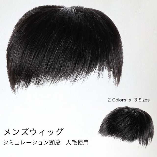 ウィッグ メンズ かつら 薄毛対策 部分ウィッグ 自然 ショートヘア 人毛 カツラ 耐風 男性 エクステ 増毛 セルフ増毛の通販は 8,700円
