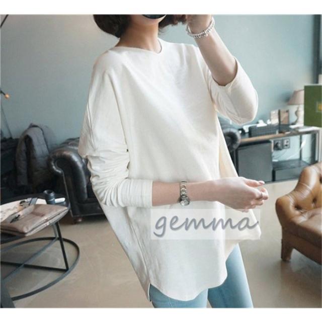 tシャツ レディース 無地 ロングtシャツ 長袖 tシャツ カットソー プル