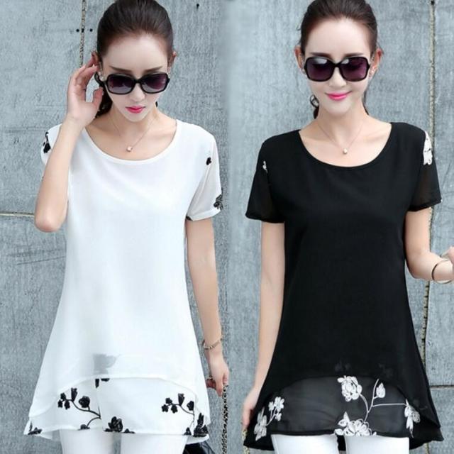 ブラウス シャツ レディース 花柄 半袖 シフォンレディース トップス 大きいサイズ 白シャツ ドルマンスリーブ 夏新作の通販は 5,002円