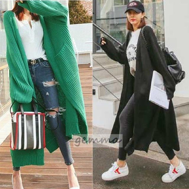 カーディガン レディース アウター ニット ジャケット ロング丈 無地 トップス カジュアル コート 着痩せ効果 大きいサイズ 秋冬新作の通販は 5,246円