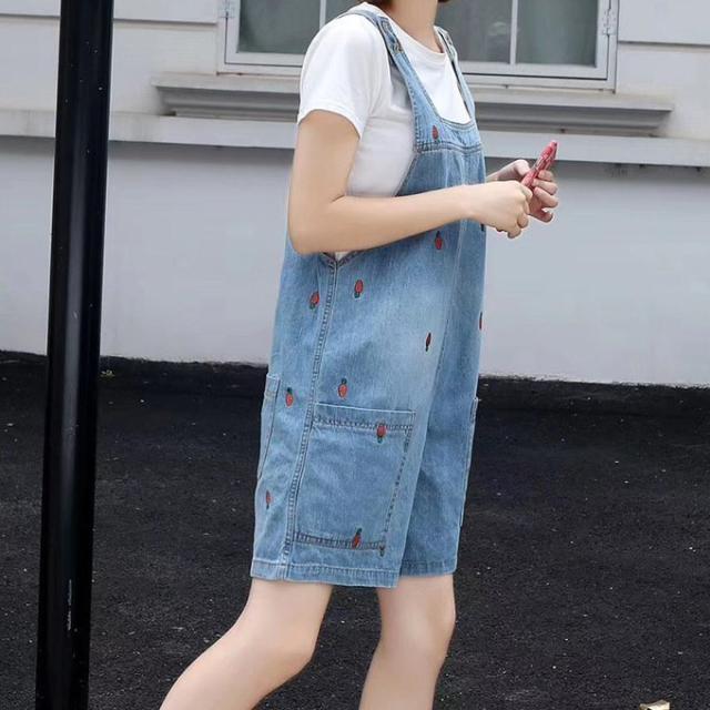 2021 春夏秋新作 レディース デニム ショート サロペット 刺繍