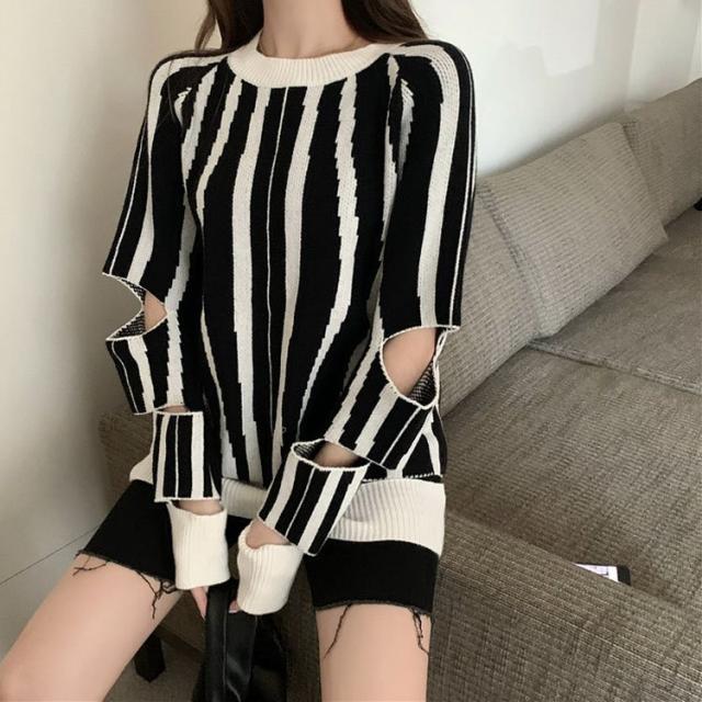 ニットセーター レディース 40代 秋冬 ニットソー 長袖 丸首セータートップス オシャレブラウス ストライプ柄Tシャツ きれいめ 韓国風 大人可愛い 着痩せの通販は 7,636円