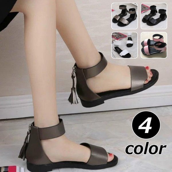 サンダル レディース 夏 履きやすいフリンジ オープントゥ サマーサンダルの通販は 5,650円