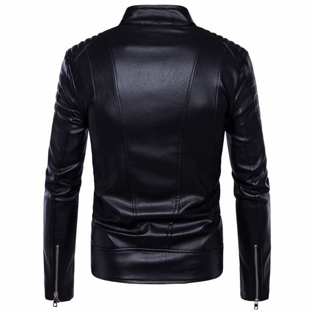 PUジャケット バイク 革ジャン ジャケット メンズ 立ち襟 バイクウェア ライダースジャケット 防風 防寒 おしゃれの通販は